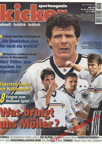 Kicker Sportmagazin Nr. 94, 16.11.1998 bis 22.11.1998
