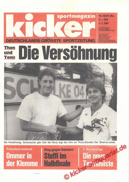 Kicker Sportmagazin Nr. 55, 2.7.1987 bis 8.7.1987