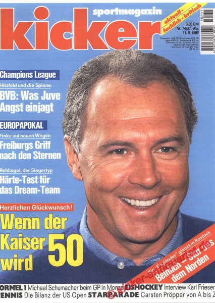 Kicker Sportmagazin Nr. 74, 11.9.1995 bis 17.9.1995