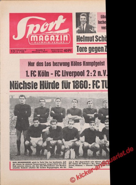 Original alte Zeitung Kicker - das Sportmagazin vom 1.4.1965,