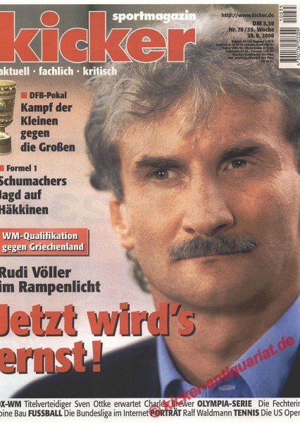 Kicker Sportmagazin Nr. 70, 28.8.2000 bis 3.9.2000
