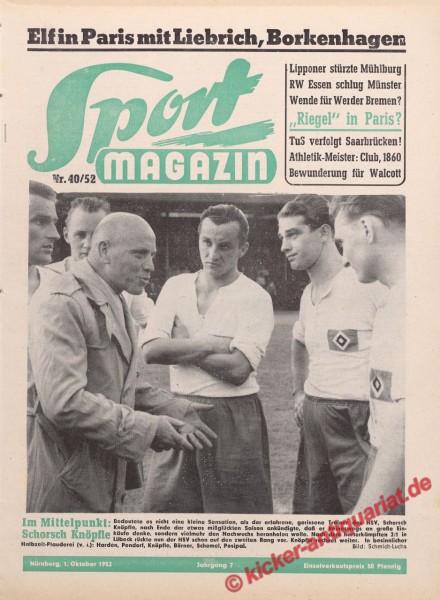 Sportmagazin Nr. 40A, 1.10.1952 bis 7.10.1952