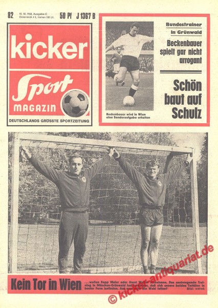 Kicker Sportmagazin Nr. 82, 10.10.1968 bis 16.10.1968