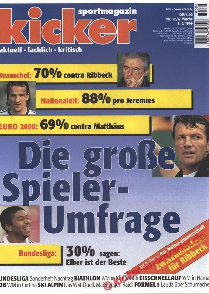 Kicker Sportmagazin Nr. 12, 8.2.1999 bis 14.2.1999
