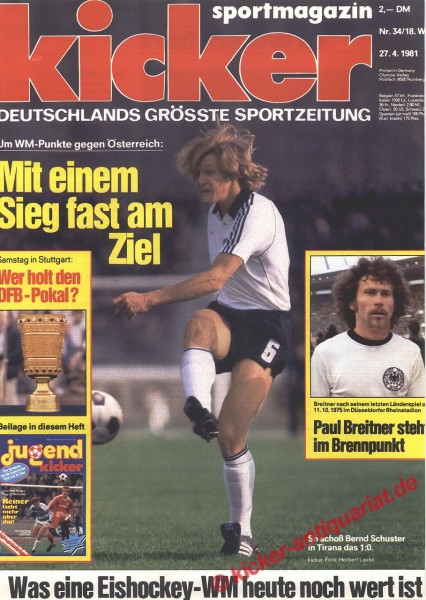 Kicker Sportmagazin Nr. 34, 27.4.1981 bis 3.5.1981