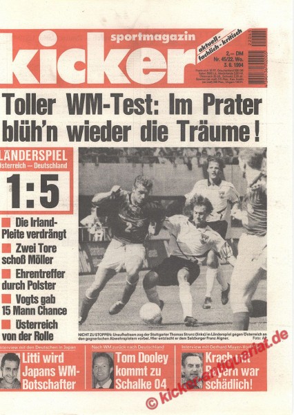 Kicker Sportmagazin Nr. 45, 2.6.1994 bis 8.6.1994