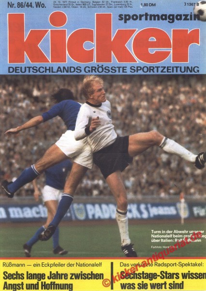 Kicker Sportmagazin Nr. 86, 24.10.1977 bis 30.10.1977