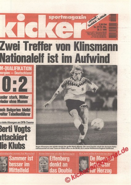 Kicker Sportmagazin Nr. 27, 30.4.1995 bis 6.5.1995