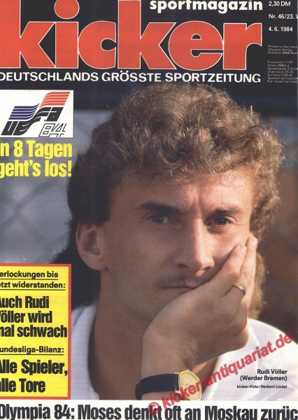 Kicker Sportmagazin Nr. 46, 4.6.1984 bis 10.6.1984