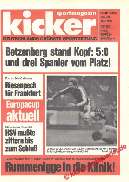 Kicker Sportmagazin Nr. 23, 18.3.1982 bis 24.3.1982
