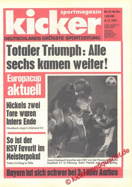 Kicker Sportmagazin Nr. 91, 8.11.1979 bis 14.11.1979
