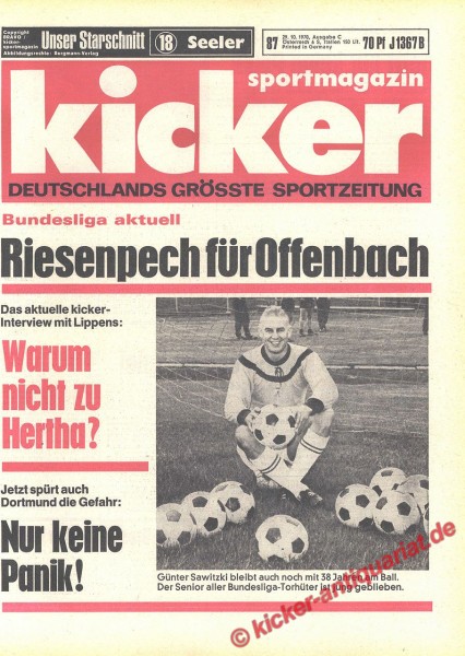 Kicker Sportmagazin Nr. 87, 29.10.1970 bis 4.11.1970