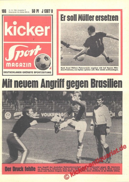 Kicker Sportmagazin Nr. 100, 12.12.1968 bis 18.12.1968