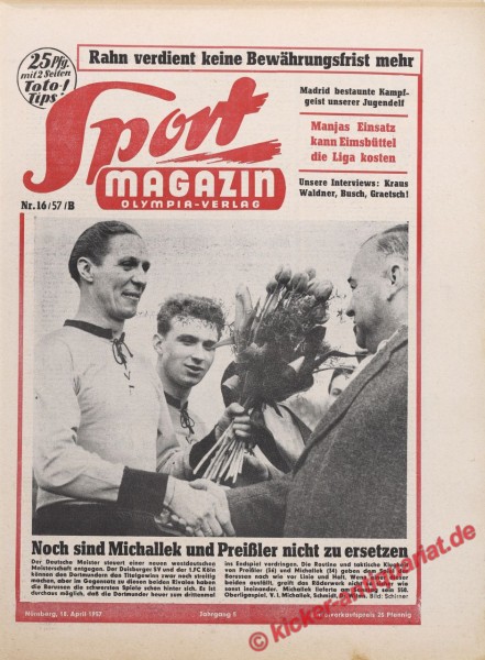 Sportmagazin Nr. 16B, 18.4.1957 bis 24.4.1957