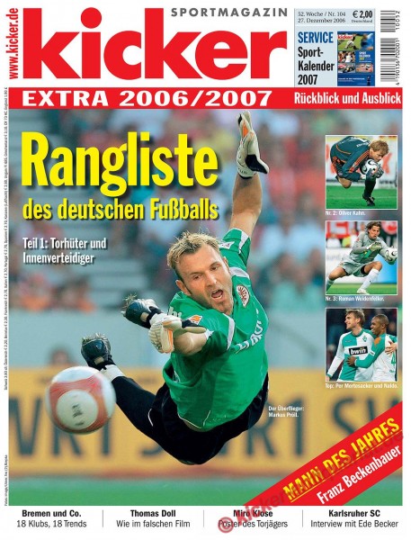 Kicker Sportmagazin Nr. 104, 27.12.2006 bis 2.1.2007