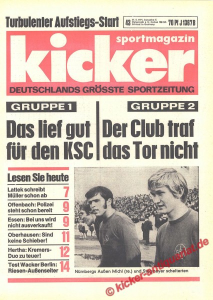 Kicker Sportmagazin Nr. 43, 27.5.1971 bis 2.6.1971