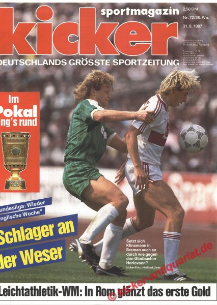 Kicker Sportmagazin Nr. 72, 31.8.1987 bis 6.9.1987