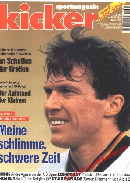 Kicker Sportmagazin Nr. 70, 28.8.1995 bis 3.9.1995