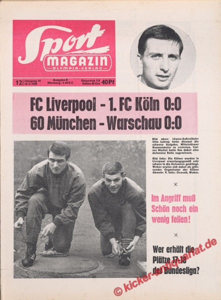 Original alte Zeitung Kicker - das Sportmagazin vom 25.3.1965