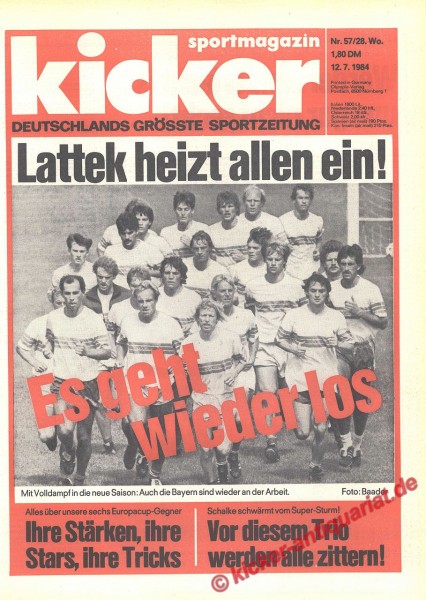 Kicker Sportmagazin Nr. 57, 12.7.1984 bis 18.7.1984