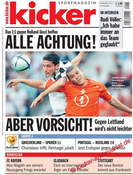 Kicker Sportmagazin Nr. 51, 17.6.2004 bis 23.6.2004