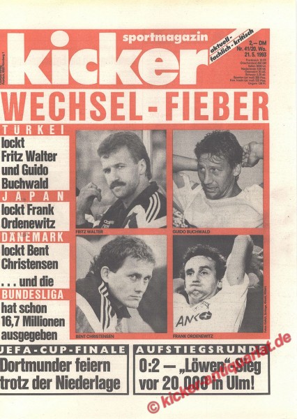 Wechsel Fieber Türkei: Fritz Walter, Guido Buchwald, Dänemark: Bent Christensen, Japan: Frank Ordenewitz