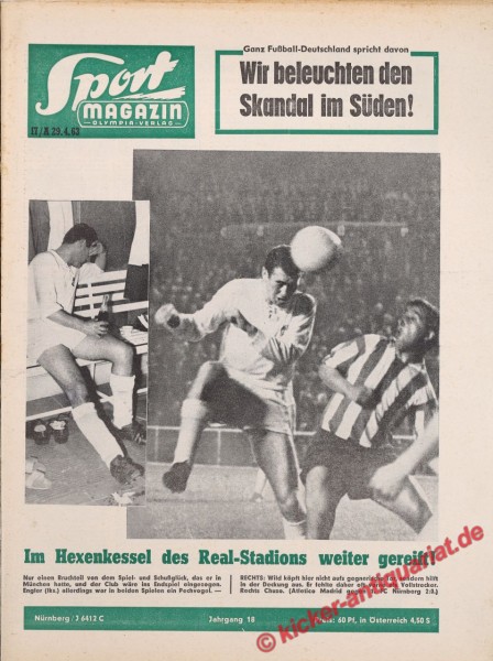 Atletico Madrid - 1. FC Nürnberg 2:0. Hier Engler und Wild.