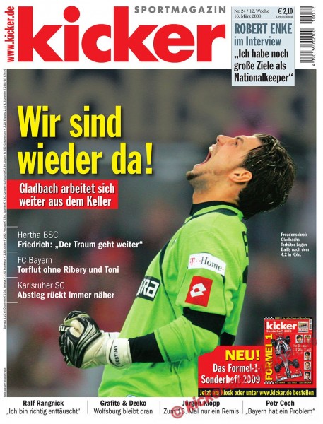 Kicker Sportmagazin Nr. 24, 16.3.2009 bis 22.3.2009