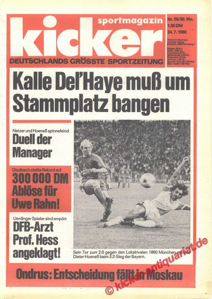 Kicker Sportmagazin Nr. 59, 24.7.1980 bis 30.7.1980