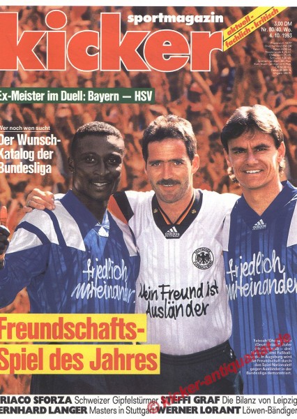Kicker Sportmagazin Nr. 80, 4.10.1993 bis 10.10.1993