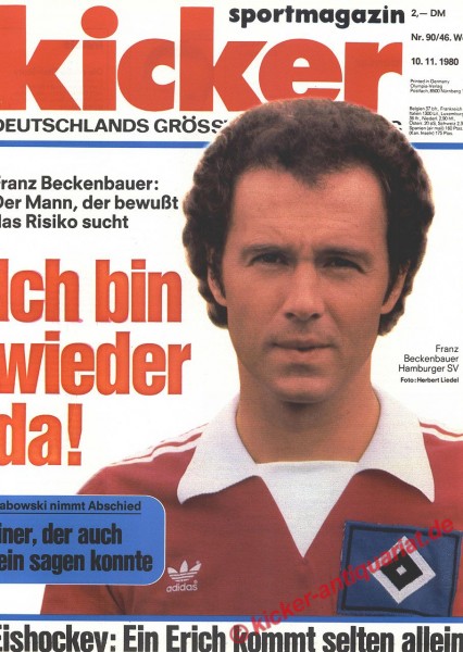 Kicker Sportmagazin Nr. 90, 10.11.1980 bis 16.11.1980