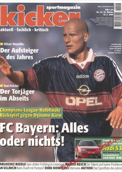Kicker Sportmagazin Nr. 32, 19.4.1999 bis 25.4.1999