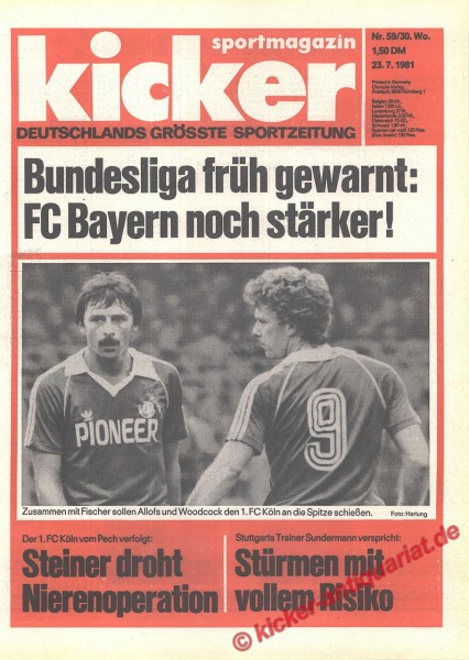 Kicker Sportmagazin Nr. 59, 23.7.1981 bis 29.7.1981