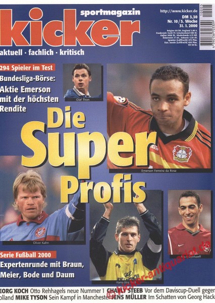 Kicker 2000: Titel Foto: Oliver Kahn, Youri Djorkaeff, Olaf Thon, Hans-Jörg Butt und Emerson