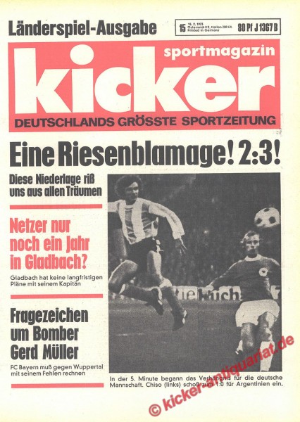 Kicker Sportmagazin Nr. 15, 15.2.1973 bis 21.2.1973