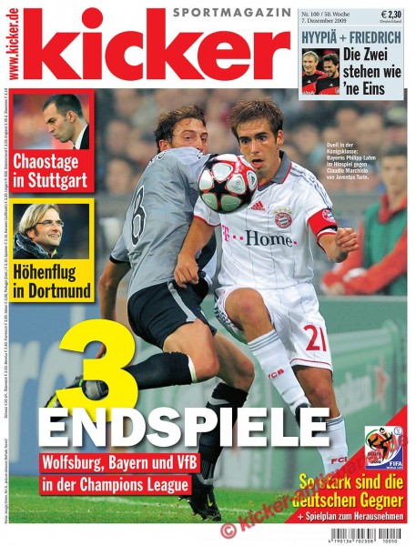 Kicker Sportmagazin Nr. 100, 7.12.2009 bis 13.12.2009