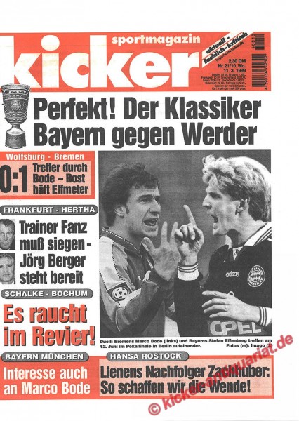 Kicker Sportmagazin Nr. 21, 11.3.1999 bis 17.3.1999