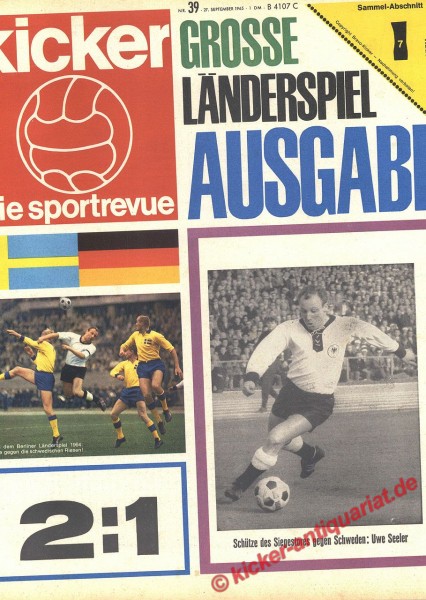 Kicker Sportrevue Nr. 39, 27.9.1965 bis 3.10.1965