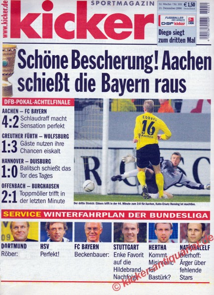 Kicker Sportmagazin Nr. 103, 21.12.2006 bis 27.12.2006