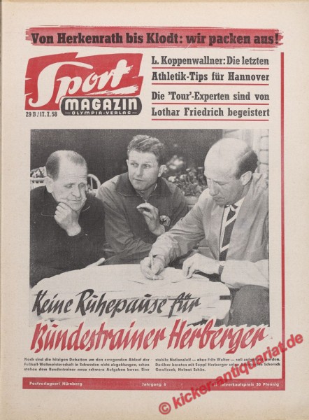 Sportmagazin Nr. 29B, 17.7.1958 bis 23.7.1958