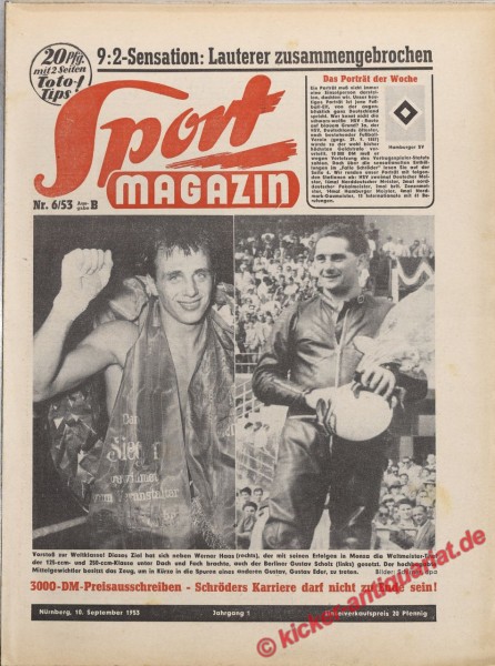 Sportmagazin Nr. 6B, 10.9.1953 bis 16.9.1953
