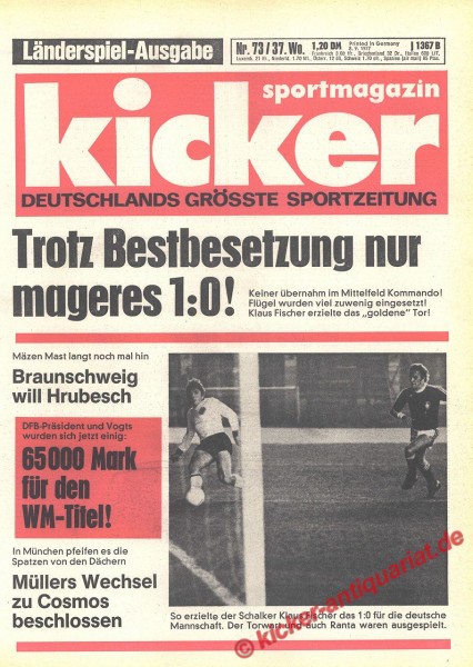 Kicker Sportmagazin Nr. 73, 8.9.1977 bis 14.9.1977