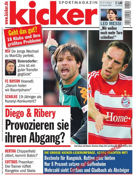 Kicker Sportmagazin Nr. 9, 22.1.2009 bis 28.1.2009