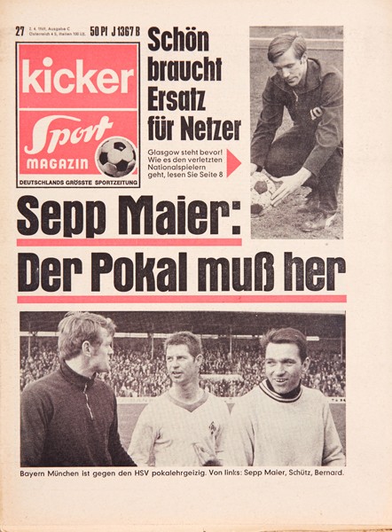 Kicker Sportmagazin Nr. 27, 2.4.1969 bis 8.4.1969