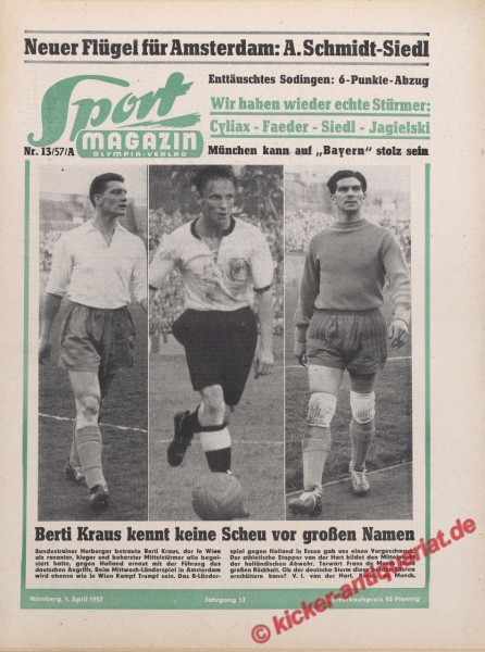 Sportmagazin Nr. 13A, 1.4.1957 bis 7.4.1957