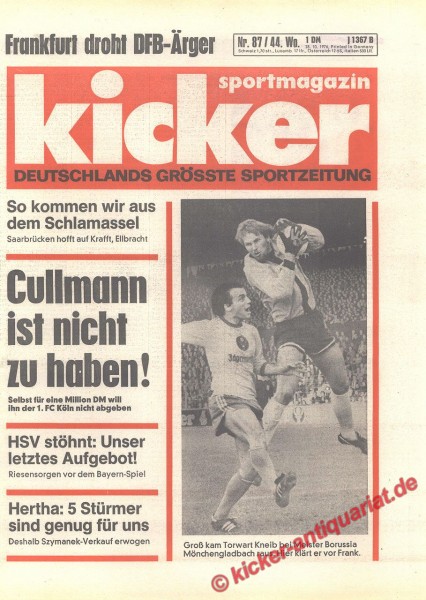 Kicker Sportmagazin Nr. 87, 28.10.1976 bis 3.11.1976