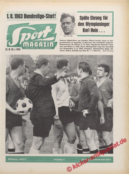 Sportmagazin Nr. 31A, 30.7.1962 bis 5.8.1962
