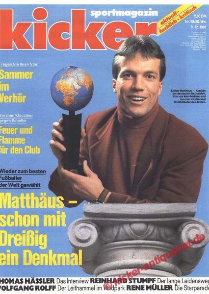 Kicker Sportmagazin Nr. 98, 9.12.1991 bis 15.12.1991