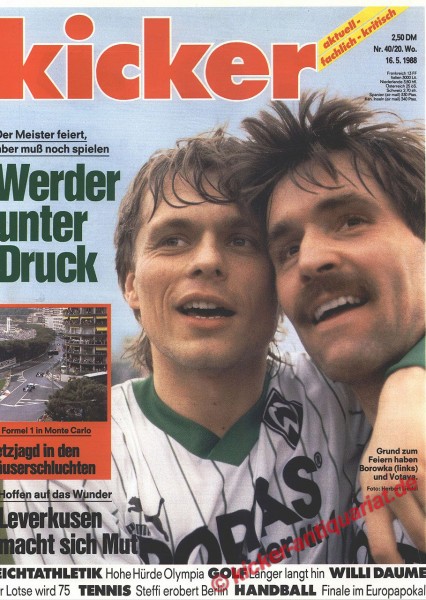 Kicker Sportmagazin Nr. 40, 16.5.1988 bis 22.5.1988