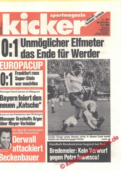 Kicker Schlagzeile: 0:1 Unmöglicher Elfmeter das Ende für Werder.